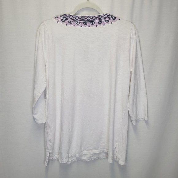 Talbots Women's Medium Shirt Top White Embroidered - Picture 2 of 4